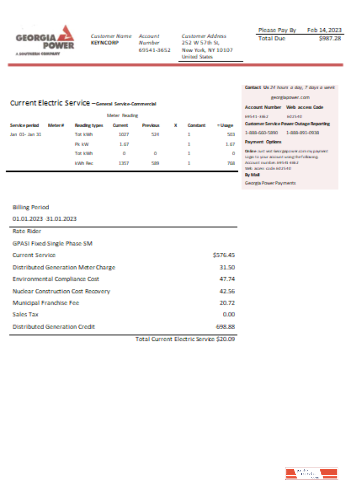 Georgia Power utility business bill SCR PSD template